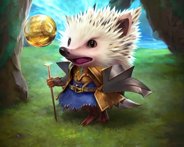 Image similar to a super cute anthropomorphic hedgehog from final fantasy, outside a big pokemon sword and shield school, deep focus, d & d, fantasy, intricate, elegant, highly detailed, digital painting, artstation, concept art, matte, sharp focus, illustration, hearthstone, art by artgerm and greg rutkowski and alphonse mucha