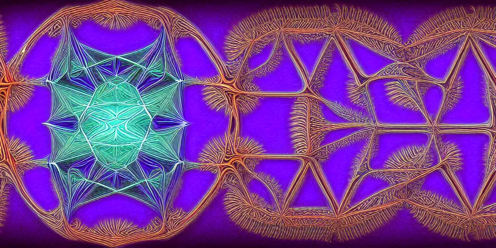 Prompt: symmetrical fractal sacral geometry.