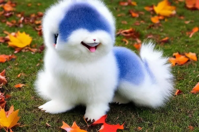 Image similar to real life pokemon cute adorable chunky playful fluffy happy cheeky mischievous ultra realistic autumn
