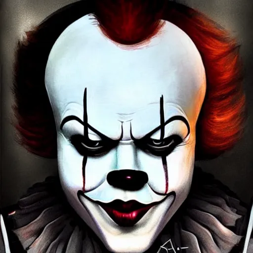 Prompt: portrait of pennywise mixed with batman by aalto alvar