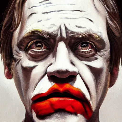 Prompt: oil painting portrait of mark hamill. half face joker, half face luke skywalker. artgerm, artstation, highly detailed, portrait