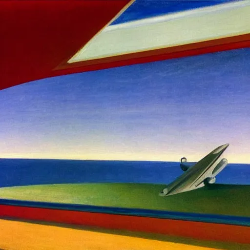 Image similar to spaceship in the sky by Edward Hopper