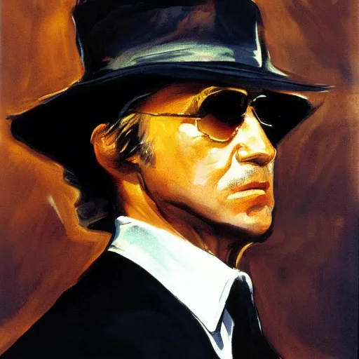 Image similar to portrait of harvey keitel as a pimp in the movie taxi driver, by robert singer sargent