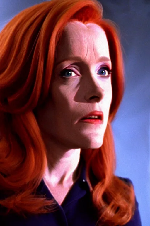 Prompt: dana scully tranforming into an alien