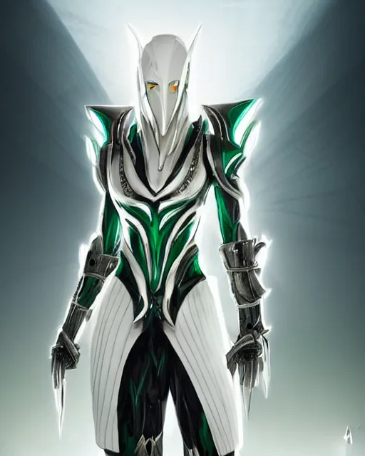 Prompt: perfect white haired egyptian male god, warframe armor, beautiful, symmetric, dreamy, half african,, green eyes, charlize theron, detailed, scifi platform, laboratory, experiment, 4 k, ultra realistic, epic lighting, android body, illuminated, cinematic, masterpiece, art by akihito tsukushi, voidstar