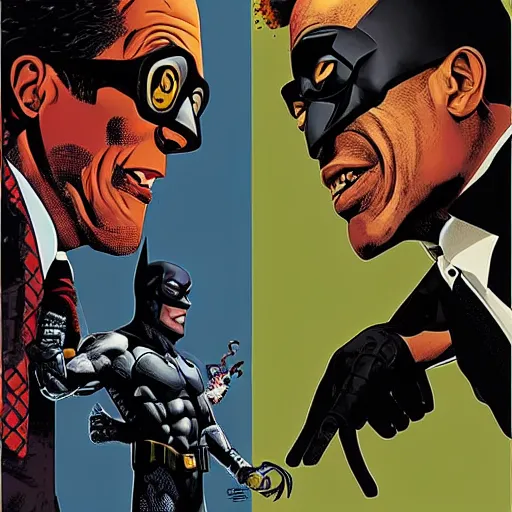 Image similar to batman versus gus fring, poster, movie poster, facing each other, side angle, imax, highly detailed