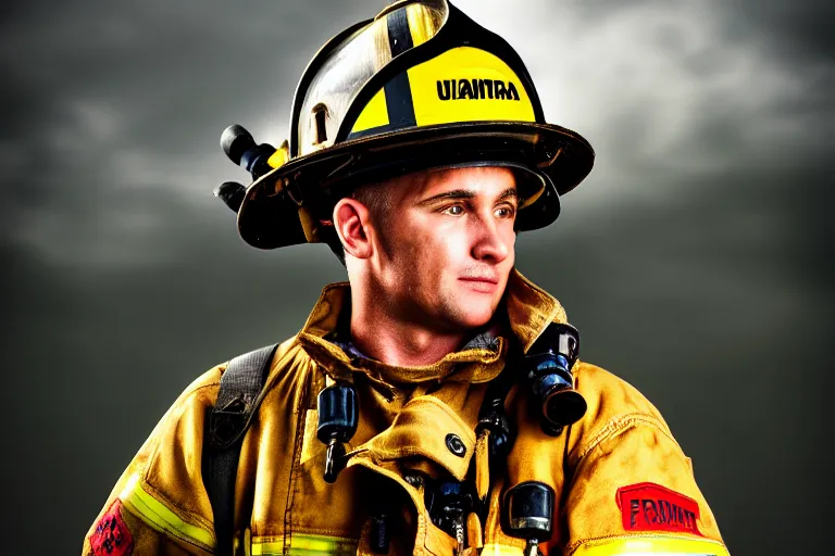 Prompt: fireman, ultra realistic!!!, clear weather, golden hour, sharp focus