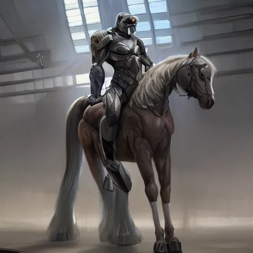 Prompt: an enormously muscular anthro horse experimental supersoldier in a research facility wearing a skintight body armor with chemical injectors, long white mane, equine, anthro art, furaffinity, highly detailed, digital painting, artstation, concept art, illustration, art by artgerm, greg rutkowski, ruan jia