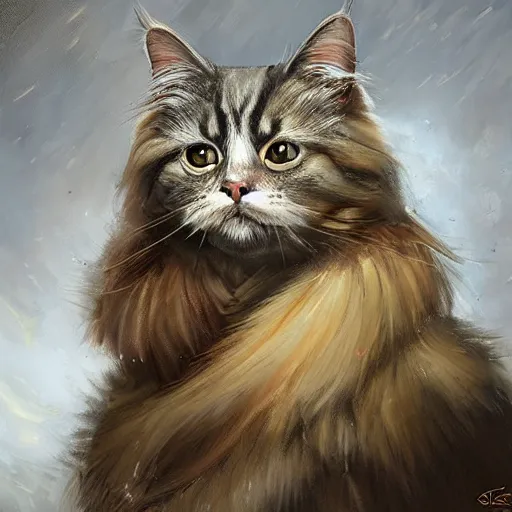 Image similar to portrait of a british longhair cat sodier with armor in the war, by stanely artgerm