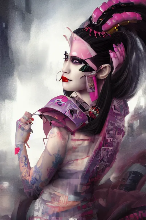 Image similar to agile geisha cyberpunk Dragon princess, digital art, 8k ,character ,realistic, portrait, hyperrealistic