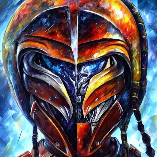 Prompt: painting of an alien with dreadlocks and high tech armor, The Predator, Yautja, by Leonid Afremov, hyperdetailed!