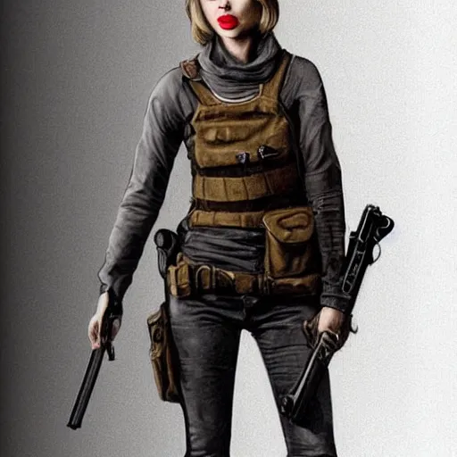 Prompt: Taylor Swift carrying a rifle, realistic, trending on artstation