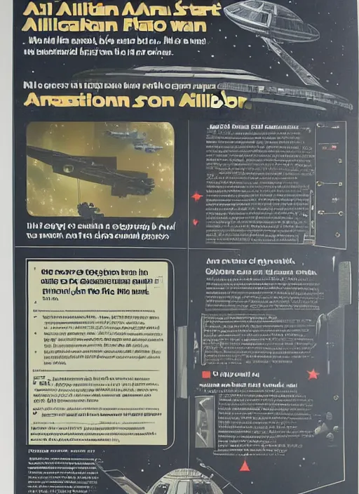 Prompt: airplane safety card on on how to evacuate the millennium falcon, glossy, extremely detailed, diagrams, intricate text, star wars themed.