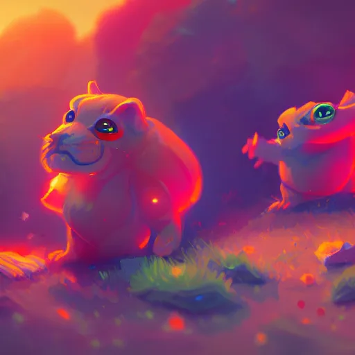 Image similar to cute creatures. bright art masterpiece artstation. 8k, sharp high quality illustration in style of Jose Daniel Cabrera Pena and Leonid Kozienko, magical colored theme, concept art by Tooth Wu,