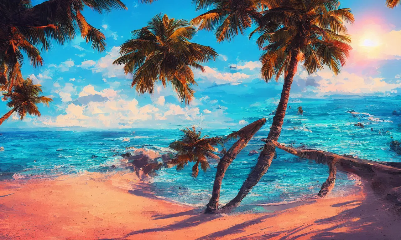 Image similar to paradise beach by alena aenami artworks in 4 k