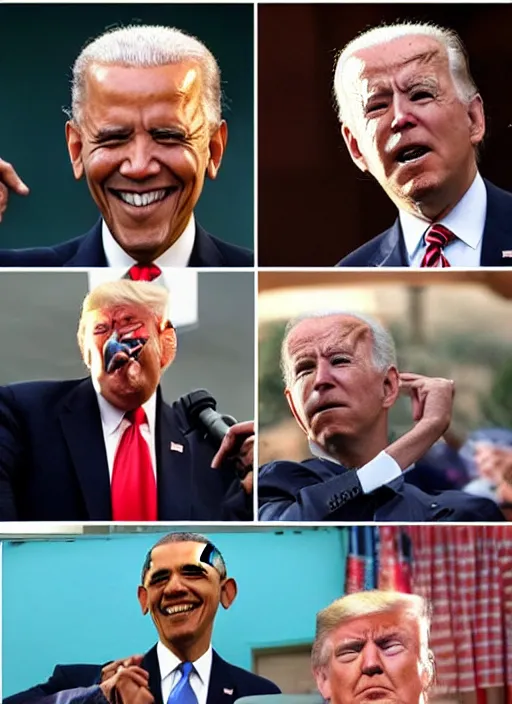 Image similar to : obama trump and biden as Twin Peaks character design