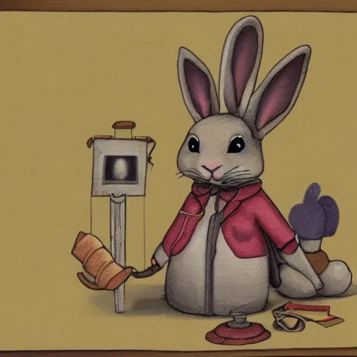 Prompt: rabbit doctor, illustration