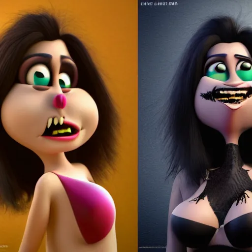 Image similar to undead kim kardashian as seen in pixar animated movie 4 k render octane remake by christopher nolan