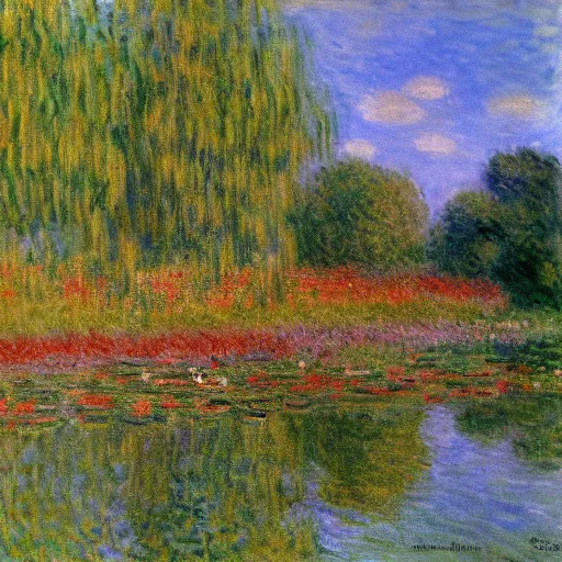 Prompt: monet landscape with french fries