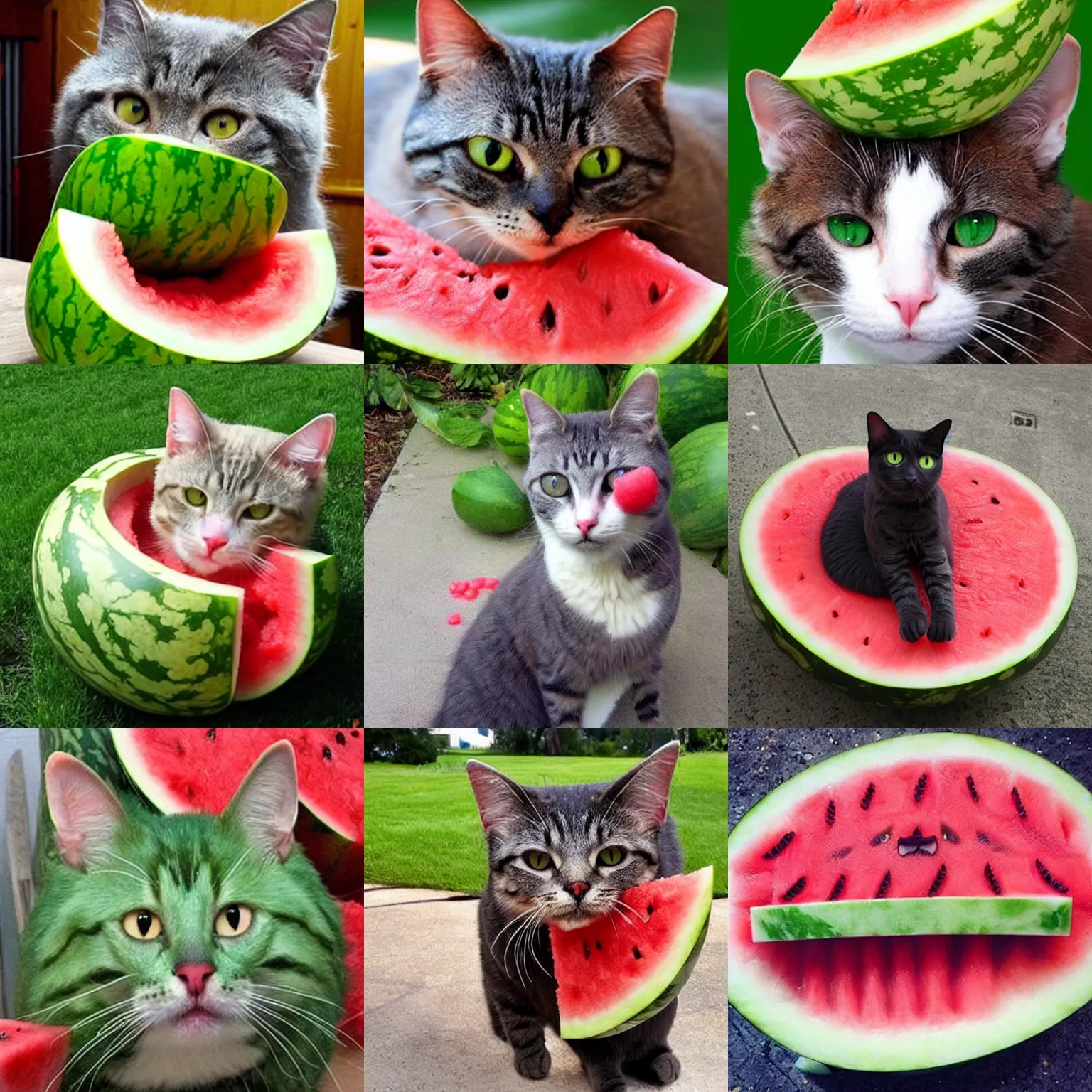 Prompt: watermelon cat hybrid
