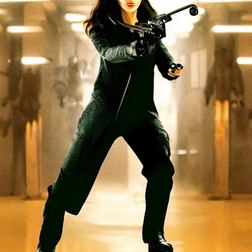 Image similar to promo picture of Jennifer Lawrence as Neo in Matrix remake HDR (2029)