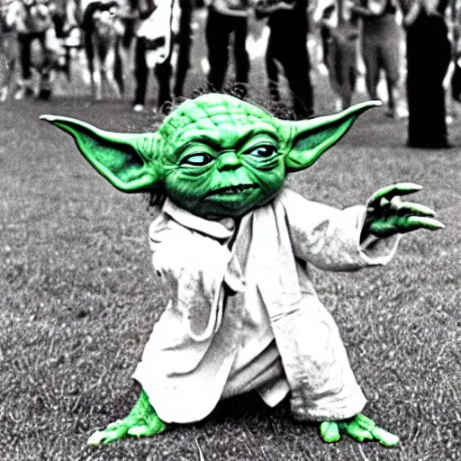 Image similar to yoda performing at woodstock