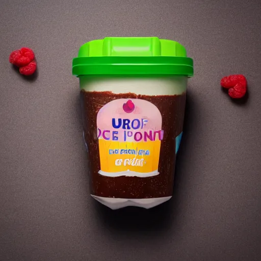 Image similar to poop flavored ice cream quart container with a picture of poop on the graphic label