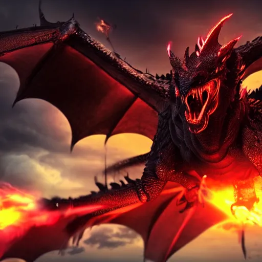 Prompt: Boss fight against a black dragon, dramatic, epic, high quality, cinematic