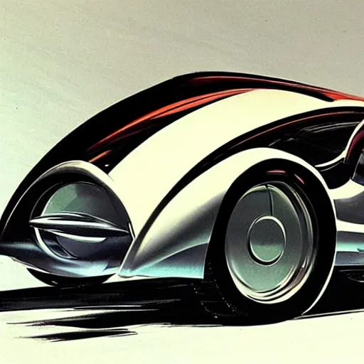 Image similar to concept art for a car with sidecar, painted by syd mead, high quality