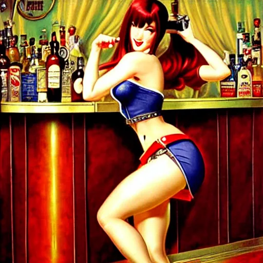 Image similar to tifa lockheart in her bar by gil elvgren