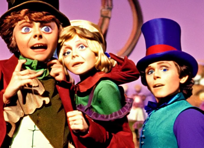 Image similar to film still of Peter Pan in Willy Wonka's and the Chocolate Factory 1971