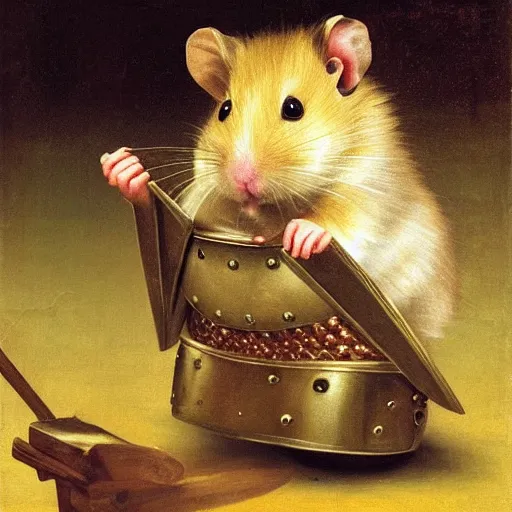 Prompt: hamster with armor 4k renaissance painting, detailed