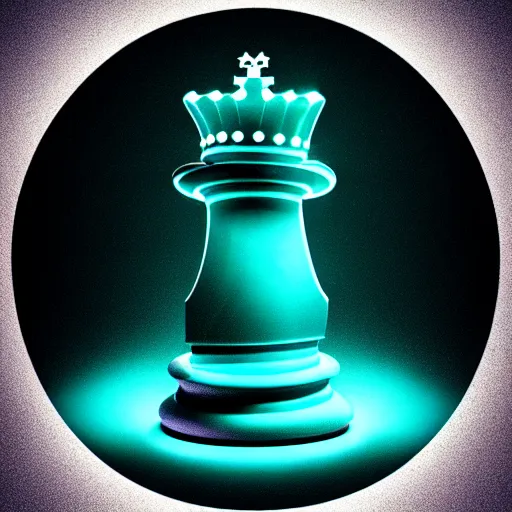 Image similar to underwater tintype photo of a queen chess piece made of led lights, Puddles, Isometric 3D Fantasy, smooth 3D Illustration, Cinematic Matte Painting, soft render, volumetric lighting ,