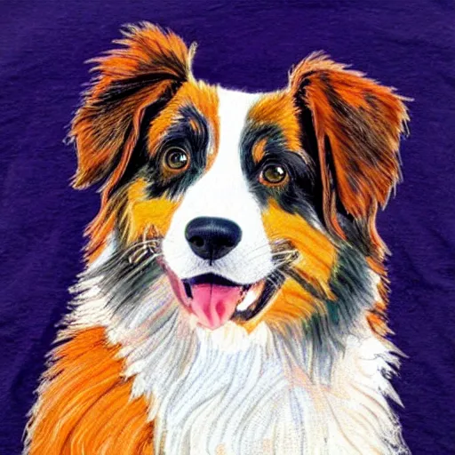 Image similar to australian shepard in the style of neil gaiman