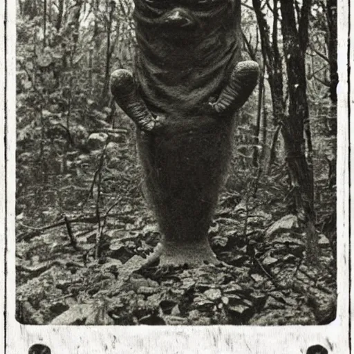 Image similar to hand-like creature in the woods, 1900s picture