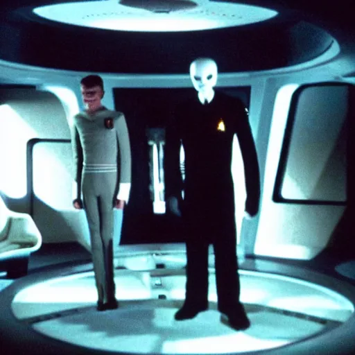 Image similar to slenderman captains the starship enterprise trek