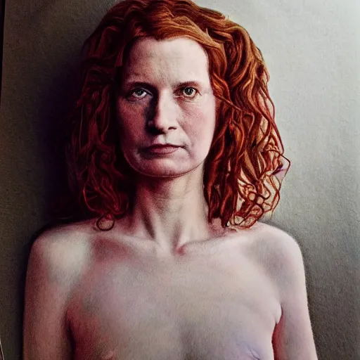 Image similar to SOPHIE the artist, photographed by Annie Leibovitz, color pencil drawing