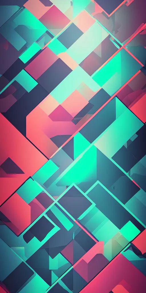 Prompt: beautiful minimalist abstract hd phone wallpaper, cyberpunk color palette, geometric, trending on behance