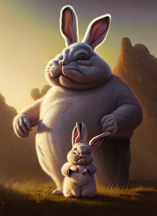 Image similar to hyper realistic, star wars, zoomed out portrait of a mega derpy john candy as big chungus, with bunny ears, stoned, by greg rutkowski, scott m fischer, artgerm, loish, slight glow, atmospheric, anne stokes, alexandros pyromallis