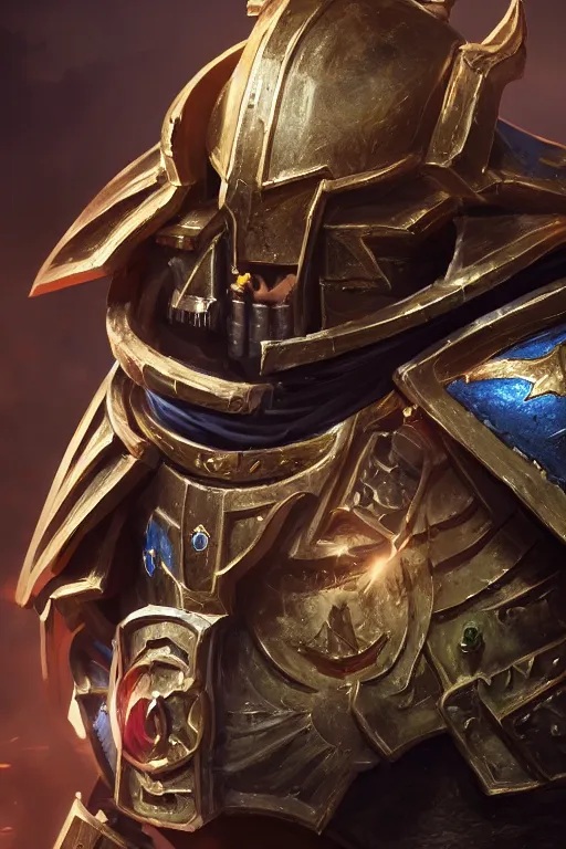 Image similar to armor portrait heros warhammer 4 0 k horus heresy fanart - the primarchs emperor by johannes helgeson animated with vfx concept artist & illustrator global illumination ray tracing hdr fanart arstation zbrush central hardmesh 8 k octane renderer comics stylized