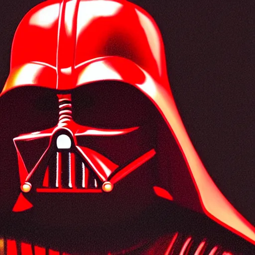 Image similar to darth vader, profile pic, red background, accurate anatomy, highly detailed, digital art, epic,