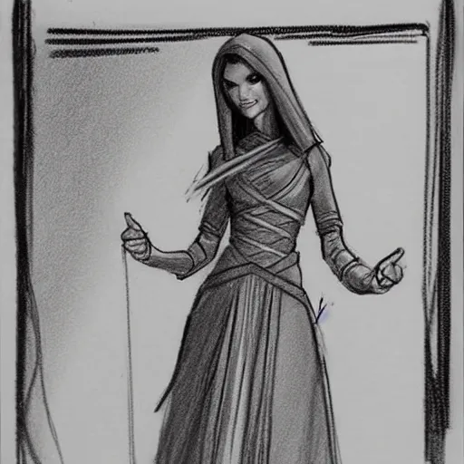 Image similar to milt kahl sketch of victoria justice as princess padme in star wars episode 3