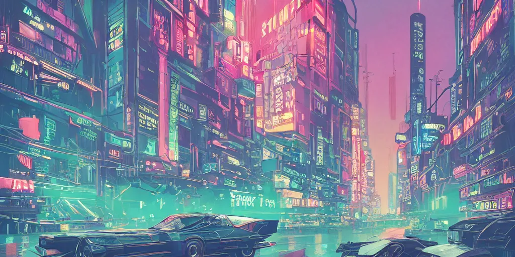 Prompt: a study of cell shaded cartoon of a blade runner 2 0 7 7 style city, illustration, strong colors, neon advertisements, concept art by josan gonzales and wlop, by james jean, victo ngai, david rubin, mike mignola, laurie greasley, highly detailed, sharp focus, trending on artstation, hq, deviantart, art by artgem