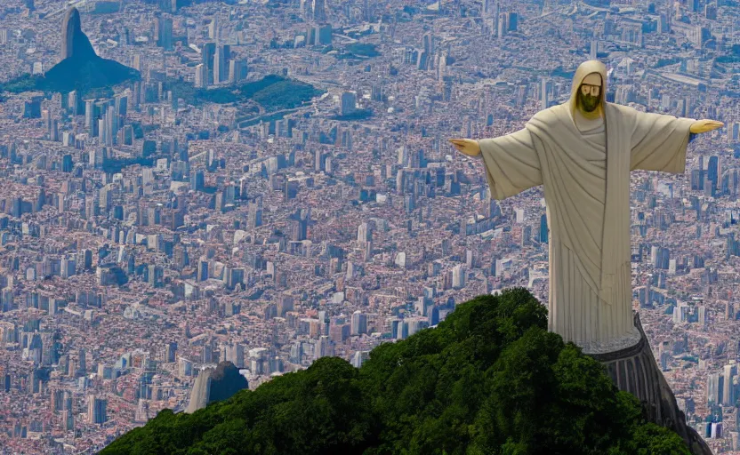Prompt: christ the redeemer statue dabbing
