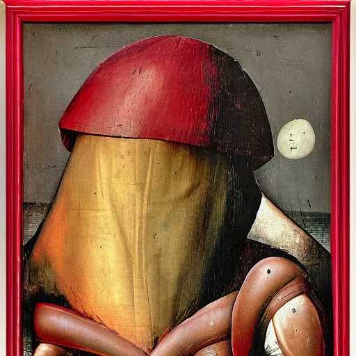 Image similar to Among Us red crewmate sus by Hieronymus Bosch