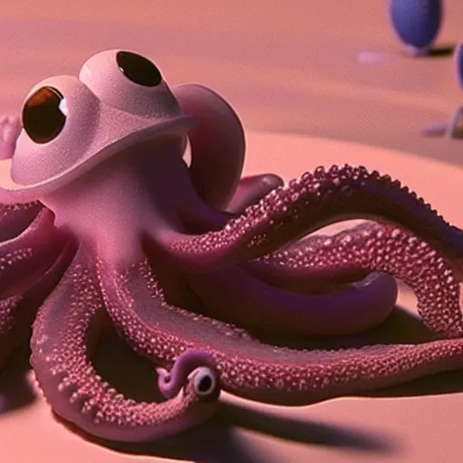 Prompt: claymation aardman animation of a octopus, beautiful ambient light