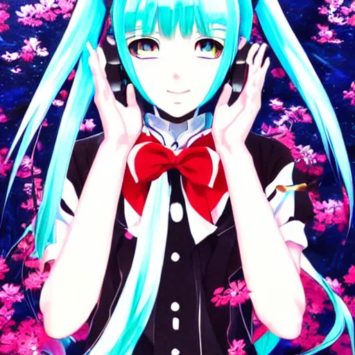 Image similar to beautiful amazing anime portrait painting of hatsune miku. by koyoharu gotouge, kohei horikoshi, tatsuya endo, satoshi kon