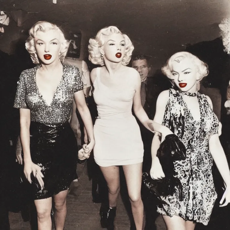 Prompt: marilyn monroe and taylor swift commiting crime together