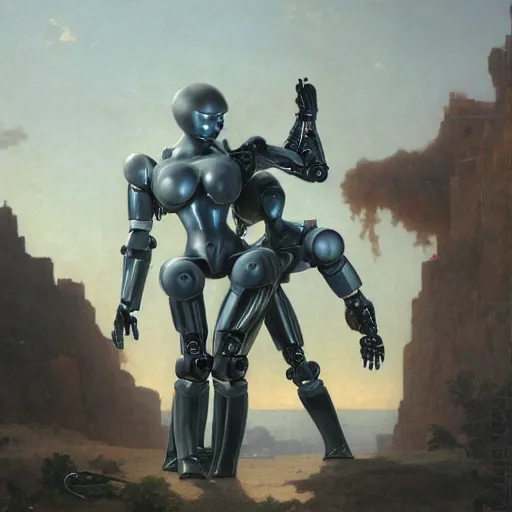 Image similar to robot stealing my job, high detail, epic composition, style of John singer sergeant and bouguereau, masterpiece, trending on artstation