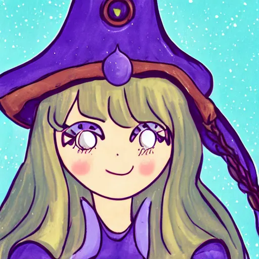 Image similar to a cute wizard woman